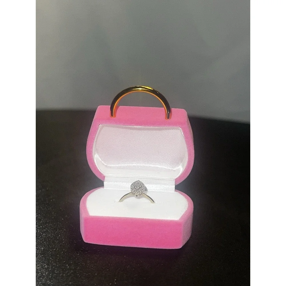 Vintage Hot Pink Velvet Purse Ring Box